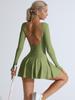 Vestido Deportivo de Golf Yoga sin Espalda Popular Transfronterizo Muyao para Correr Fitness con Pantalones Cortos Vestido de Tenis de Manga Larga