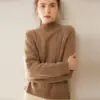 Novedad de Otoño 2026: Suéter de punto casual para mujer con cuello alto medio, de cachemira, con diseño de trenzado, tejido cálido