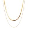 Collar de doble capa de acero de titanio a juego para mujer, estilo europeo y americano, cadena de serpiente, cadena de clavícula