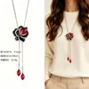 Cadena para Suéter de Collar Largo Geométrico, Accesorio de Lujo de Alta Gama, Versátil y de Moda, Colgante de Perla para Otoño e Invierno