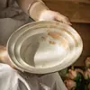 Tigela de Cerâmica Estilo Chapéu de Palha Retrô para Uso Doméstico, Louça Estilo Japonês, Tigela Rústica de Cerâmica para Macarrão, Tigela de Sopa, Tigela de Prato de Alta Qualidade, Tigela de Salada