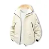 Chaqueta con capucha de trabajo cruzada a prueba de viento e impermeable para hombre, de primavera y otoño, moderna, corte holgado, abrigo de montaña, prenda exterior