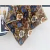 Lenço Quadrado de Veludo de Seda 70 com Padrão Espinha de Peixe, Lenço Versátil, Imitação de Cashmere, Flor de Peônia, Multicolorido, Novo Estilo Coreano, Venda Direta, Lenço de Seda Personalizado