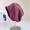 Gorro de Punto Holgado de Color Sólido Vintage para Mujer, Versátil para Otoño e Invierno, Que Afina el Rostro, Gorro tipo Beanie de Moda Estilo Coreano