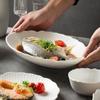 Juego de Plato y Tazón de Vajilla Coloreada Bajo Esmalte para Uso Doméstico Nuevo Modelo 2026 Plato de Pescado Plato de Verduras Vajilla Blanca Juego de Plato y Tazón con Patrón Floral Simple