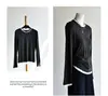 Ropa de Capas de Lana26 Otoño Nuevo Moda para Mujer Top Bloque de Color Capas Térmico de Lana Manga Larga Cálido Camiseta Base