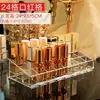 Caja de labiales multicompartimento, caja de almacenamiento de cosméticos transparente para escritorio, no acrílica, popular rejilla pequeña para brillo de labios