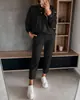 Conjunto de sudadera de cuello redondo para mujer transfronterizo europeo y americano, conjunto de dos piezas con top holgado de manga larga con hombros caídos y pantalones de chándal casual para mujer