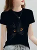 Ropa de Mujer de Alta Calidad Transfronteriza Europea y Americana Verano 2025 Nueva Camiseta Casual Versátil de Moda de Manga Corta con Cuello Redondo
