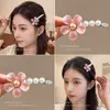 Pinza para el pelo floral rosa versátil estilo coreano para mujer, pinza para flequillo lateral, accesorio para el pelo de pico de pato de alta gama para flequillo