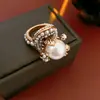 Anillo Vintage de Flor de Perla, Anillo de Dedo Índice de Alta Gama Nicho, Joyería Versátil Estilo Palacio Retro para Mujer