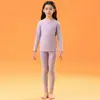 Conjunto Quente Outono/Inverno Infantil & Conjunto de Roupa Íntima Quente Antibacteriana 10A para Meninos e Meninas Outono Escovado Top e Calça Estudante