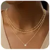 Collar Colgante Apilado en Capas Transfronterizo de Amazon Hecho de Cobre, Cadena Elegante y Estilosa para la Clavícula, Nueva Joyería para Mujeres