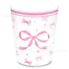 Mm329 Vajilla Lazo Rosa Vajilla Fiesta Navideña 8 Personas Juego de 4 Piezas Plato de Papel de Princesa Vaso de Papel Tisú