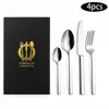Juego de cubiertos de mango cuadrado transfronterizo, que incluye cuchillos para bistec de acero inoxidable, tenedores, cucharas, tenedores de postre y tenedores para pasteles, adecuado para hoteles y banquetes