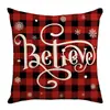 Funda de Almohada Principal para Vacaciones de Navidad Elementos de Muñeco de Nieve Papá Noel Árbol de Navidad Funda de Almohada Cojín para Sofá Mesita de Noche