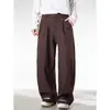 Pantalones Casuales de Estilo Old Money para Hombre, de Caída Suelta para Primavera y Verano, Pierna Recta Holgada con Cintura Ajustable, Pantalones de Trabajo Vintage de Color Sólido