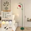 Luminária de Mesa Pequena Flor Vermelha Cor Creme Estilo Francês, Luminária de Chão, Luminária de Ambiente para Quarto Infantil, Luminária de Leitura para Quarto de Estudo
