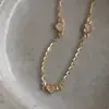 Pulsera de estilo japonés S925 con diamantes incrustados en oro de 14 quilates para mujer, tres pequeños amores, cadena sencilla, ligera, de lujo, versátil y lisa.