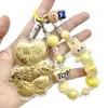 Ouro Puro 999 Urso Morango Desenho Animado Berry Trouble Corrente para Celular Chaveiro Pingente Presente para Namorada
