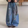 Pantalones Vaqueros con Dibujos de Graffiti para Niñas 2026 Nuevas Llegadas de Otoño Tallas Mediana y Grande Pantalones Casuales de Pierna Ancha Pantalones de Pierna Recta Pantalones Largos para Exteriores