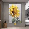 Pintura a Óleo Pintada à Mão Personalizada Girassol Sala de Estar Sala de Jantar Parede de Fundo Decoração Pintura Entrada de Hotel Pintura de Textura Floral Abstrata