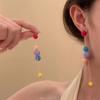 Hermoso Planeta ~ Aretes de Borla con Cuentas de Dopamina Coloridos de Verano Aretes Lindos y Dulces para Mujer Aretes con Sentido Avanzado