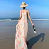 Vestido Floral para Mujer, Verano Holgado, Elegante Vestido de Tirantes para Vacaciones, Gasa en el Color de la Foto