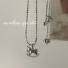 Colar Instantâneo de Arroz em Prata de Lei S925 Omni Coreano para Meninas, Corrente de Clavícula Carrossel de Gipsófila Ajustável Puxável