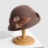 Hua Qiao - Gorro de lana nuevo para otoño e invierno, malla de seda, cáñamo, flor, elegante, para mujer