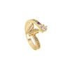 Nuevo baño de oro anillo de oro de 18 quilates lujo ligero mariposa incrustado anillo de circonio Joker joyería de mano de alta gama venta al por mayor