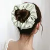 Scrunchie de Satén de Gama Alta Hecho a Mano con Borde de Cristal para Mujer, Nuevo Estilo de Accesorio para el Cabello de Celebridad de Internet Coreana, Lazo para el Cabello, Flor para el Cabello para Mujer