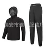 Conjunto Esportivo de Corrida Fitness com Manga Longa, Capuz, Bolsos com Zíper, Modelador Corporal, Treinamento à Prova de Vento, Transpirável, Transfronteiriço