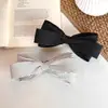 Pinza para el pelo de lazo de lunares retro estilo coreano, diseño clásico en blanco y negro, pinza de tela de doble capa versátil para recogidos a medio hacer para niñas