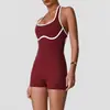 Macacão Esportivo de Yoga Color Block Justo com Bojo, Macacão Fitness de Tênis Sem Mangas Tudo-em-Um do Aliexpress