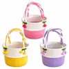 Cesta de Picnic de Cuerda de Algodón con Asas, Cesta Floral Tejida a Mano para Frutas, Bocadillos y Picnic al Aire Libre