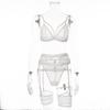 Ropa interior sexy de comercio exterior europea y americana AliExpress Amazon perspectiva de malla conjunto de cinco piezas de ropa interior con liga sexy
