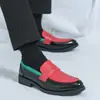 Zapatos de Cuero Casual Retro de Color Combinado para Hombre de Talla Grande Transfronterizos Nuevo Estilo Coreano Mocasines Slip-On de Moda para Hombre