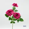 Flor Artificial Realista de Rosa com 3 Cabeças para Decoração de Janela, Flor de Seda para Arranjos de Casamento, Decoração de Casa para Sala de Estar
