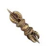 Ornamento de vajra de latão estilo Xizang, peça de mão de vajra vintage de cinco pontas, pilão mágico esotérico artesanato decorativo atacado