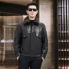 Novo casaco de pele de vison Haining, jaqueta masculina de couro genuíno, pele de ovelha, estilo vison de inverno, com lapela e forro preenchido com plumas