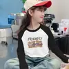 Ropa interior térmica de forro polar para niñas Otoño Invierno Estilo Nuevo Ropa interior para niños medianos y grandes Camiseta de manga larga con bloques de color cálido y elegante Parte superior de cuello redondo