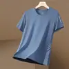 Playera de Manga Corta de Seda de Hielo para Hombre Verano Delgada de Malla de Secado Rápido Deportiva Fitness Top de Media Manga Verano de Papá Elástica T