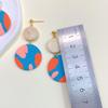 Pendientes Hechos a Mano Estilo Pintura al Óleo de Color Contrastante Puntada Redonda de Arcilla Suave Pendientes para Mujer Diseño Geométrico Pendientes de Arcilla Suave Pendientes Nuevos