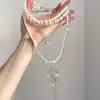 Colar com Pingente de Cruz com Pérolas e Diamante Corrente de Clavícula Elegante Retrô Francês Acessórios de Luxo Acessível Brincos de Alta Qualidade para Mulheres