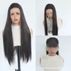 Peluca de fibra sintética de alta temperatura con encaje frontal negro de fábrica de Qingdao, peluca completa de encaje de exportación europea y americana