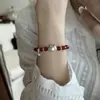Pulseira Sino de Urso Prata Pura S999 Design de Nicho Pulseira de Ágata Vermelha Fofa Pulseira do Ano Animal para Mulheres