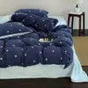 Juego de Cama Cálido de Imitación de Lana de Cordero con Lunares Otoño e Invierno Juego de Cuatro Piezas Sábanas de Terciopelo de Leche Fundas de Almohada Suave Esponjoso Terciopelo Añadido