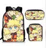 Set de Mochila Escolar de Tres Piezas de Naruto Transfronterizo para Estudiantes de Primaria y Secundaria, Mochila Infantil, Bolso de Hombro