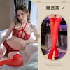 Lencería Erótica Privada con Temática de Luna, Encaje Sexy de Deseo Puro Calado Transparente Lencería de Gama Alta, Conjunto de Tres Piezas Apasionado con Encaje Cruzado en el Pecho
